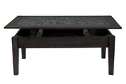 Benzara Stone Marble Cocktail Table With Lift Top, Dark Gray