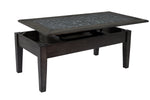 Benzara Stone Marble Cocktail Table With Lift Top, Dark Gray
