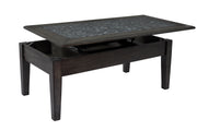 Benzara Stone Marble Cocktail Table With Lift Top, Dark Gray