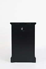 Benzara Wooden Chairside Table With Hidden Power Charger, Antique Black
