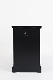 Benzara Wooden Chairside Table With Hidden Power Charger, Antique Black