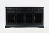 Benzara Craftsman Series 60 Inch Wooden Media Unit with 3 Drawers, Antique Black
