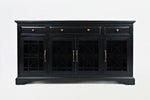Benzara Craftsman Series 60 Inch Wooden Media Unit with 3 Drawers, Antique Black