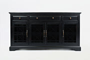 Benzara Craftsman Series 60 Inch Wooden Media Unit with 3 Drawers, Antique Black