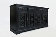 Benzara Craftsman Series 60 Inch Wooden Media Unit with 3 Drawers, Antique Black