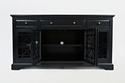 Benzara Craftsman Series 60 Inch Wooden Media Unit with 3 Drawers, Antique Black