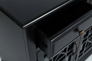 Benzara Craftsman Series 60 Inch Wooden Media Unit with 3 Drawers, Antique Black