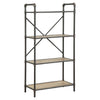 Benzara 4 Tier Metal Bookshelf With Wooden Shelves and Piped Frame, Brown and Gray