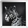 Benzara 32" Leopard Design Wall Decor with Faux Crystal Inlay, Silver