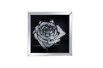 Benzara Square Mirror Framed Rose Wall Decor With Crystal Inlays, Black and Silver