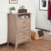 Benzara Wooden Chest with Four Drawers & One Open Shelf, Natural Brown