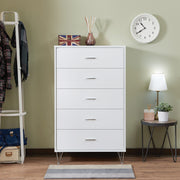 Benzara Contemporary Style Wooden Chest with Five Drawers, White
