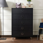 Benzara Five Drawers Wooden Chest In Contemporary Style, Black