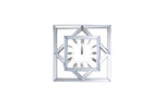 Benzara Square Shape Analog Wall Clock with Beveled Mirror Frame, Silver