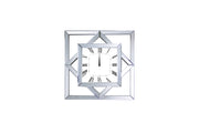 Benzara Square Shape Analog Wall Clock with Beveled Mirror Frame, Silver