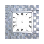 Benzara Mirrored Wall Clock with Checkered Pattern, Silver