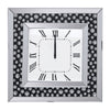 Benzara Mirrored Wall Clock with Floating Crystals Inlay, Silver and Black