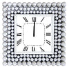 Benzara 20 Inch Mirrored Wall Clock with Jeweled Accents, Silver