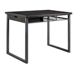 Benzara Rustic Wood and Metal Counter Height Table with One Side Drawer, Black and Brown