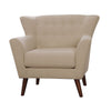 Benzara Fabric Upholstered Solid Wood Chair with Button Tufted Wing Back Design, Brown and Beige