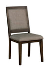 Benzara Transitional Solid Wood and Fabric Side Chair with Padded Seats, Pack of 2, Brown and Gray