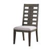 Benzara Transitional Solid Wood and Fabric Side Chair with Slatted High Back, Pack of 2 Gray and White