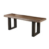 Benzara Solid Wood Rectangular Bench with U Shaped Sturdy Legs , Brown and Black