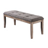 Benzara Rectangular Shaped Solid Wood and Fabric Upholstered Bench with Nail head Trims , Brown and Gray