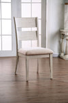 Benzara Transitional Solid Wood and Fabric Upholstered Side Chair, White and Beige Pack of 2