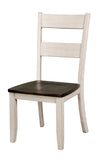 Benzara Transitional Style Solid Wood Side Chair, White and Brown, Pack of 2