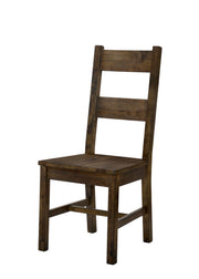 Benzara Transitional Style Solid Wood Side Chair with Block Legs, Pack of 2 Brown