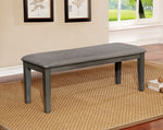 Benzara Rectangular Bench with Fabric Upholstered Seat and Chamfered Legs , Gray