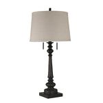 Benzara Traditional Style Polyresin Stick Table Lamp with Pedestal Base, Bronze