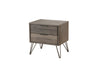 Benzara Contemporary Solid Wood Night Stand with Metal Hairpin Legs, Grey