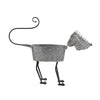 Benzara Galvanized Tin Dog Shape Planter with Four Paws and Long Tail, Gray and Black