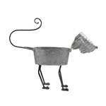 Benzara Galvanized Tin Dog Shape Planter with Four Paws and Long Tail, Gray and Black