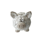Benzara Decorative Polyresin Pig Figurine with Textured Details, White and Brown