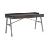 Benzara Two Drawers Wooden Top Desk with Angled Metal Base, Gray and Black
