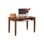 Benzara Wooden Desk with Drop Down Keyboard Tray and Turned Legs, Brown