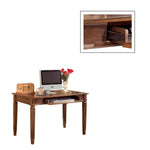 Benzara Wooden Desk with Drop Down Keyboard Tray and Turned Legs, Brown