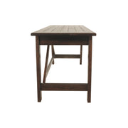 Benzara Two Drawers Wooden Desk with Cross Stretcher Brace Design, Large, Brown