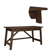 Benzara Two Drawers Wooden Desk with Cross Stretcher Brace Design, Large, Brown