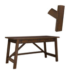 Benzara Two Drawers Wooden Desk with Cross Stretcher Brace Design, Large, Brown