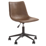 Benzara Metal Swivel Chair with Faux Leather Upholstery and Adjustable Seat, Brown and Black