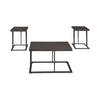 Benzara Metal Base Table Set with Floating Wooden Top, Set of 3, Black