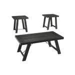 Benzara Plank Style Acacia Wood Table Set with Canted Legs, Set of 3, Black