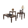 Benzara BM190135 Traditional Style Wooden Table with Faux Marble Top, Set of 3, Dark Brown