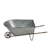 Benzara Spacious Metal Wheelbarrow with Two Elongated Handles, Galvanized Gray