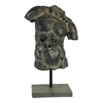 Benzara Polyresin Cracked Torso Sculpture On Rectangular Base, Washed Brown