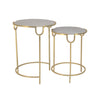 Benzara Accent Tables with Nesting Function with Marble Top, Set of Two, Gold and White